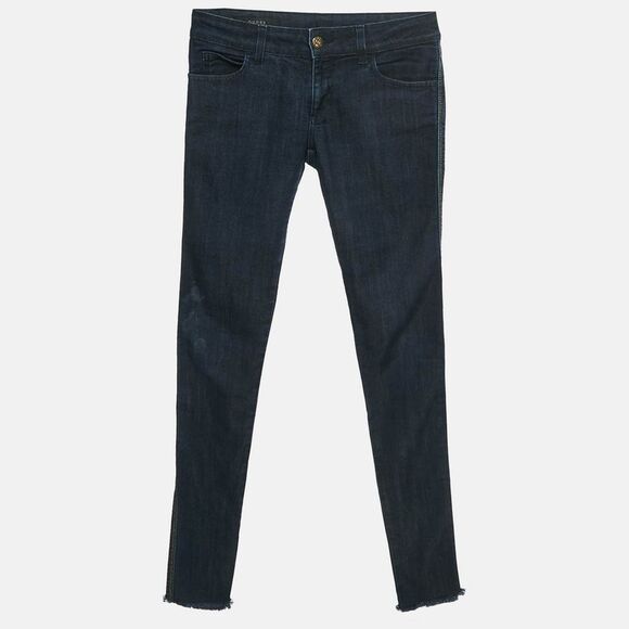 Gucci Dark Blue Denim Rainbow Detail Raw Edge Denim S Waist 27